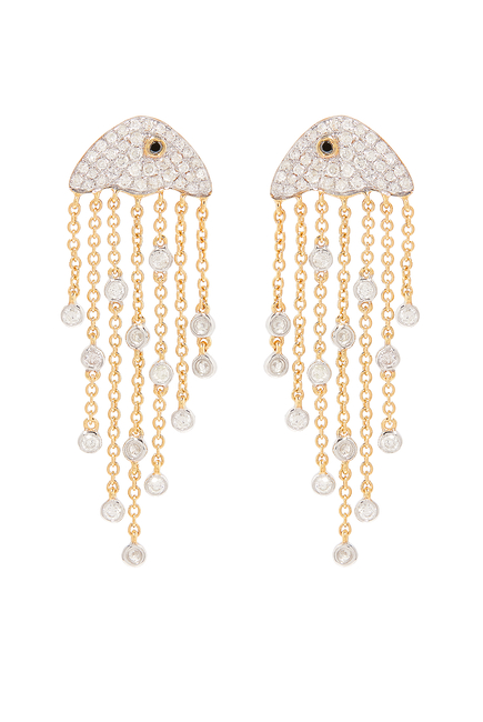 Maxi Jellyfish Drop Earrings, 18K Yellow & White Gold with Diamonds